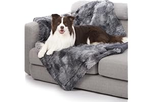gogobunny Waterproof Dog Blanket for Large Dogs, Cats, Puppy, Reversible Faux Fur Pet Throw Blanket, Washable,Calming Furniture Protection for Sofa Bed (40x50 Inch (Pack of 1), Tie-dye Grey)