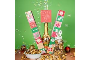 Merry Christmas Bubble Box with Holiday Caramel Corn by Send A Cake, Ready to Gift, No Assembly Required - Christmas Surprise - Unique Gift for Women, Men, Adult, Kids