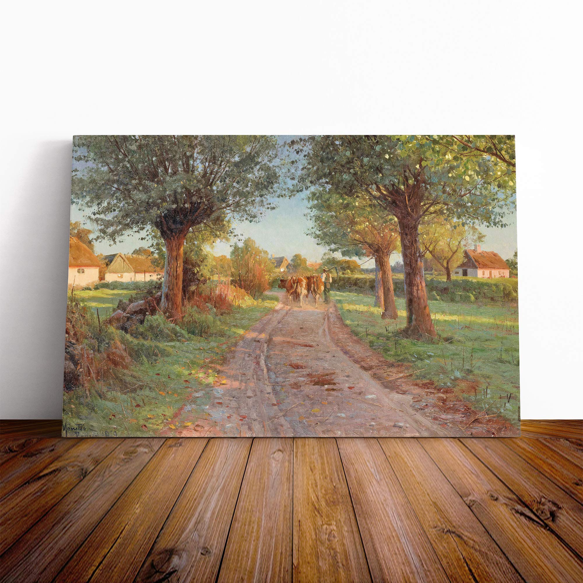 Peder Mork Monstead Farmers Cows Canvas Print | Gallery Wrapped 30mm Frame Wall Art | 20x14 inches | Ready to Hang | Modern Animal Picture | Living Room Bedroom Lounge Office