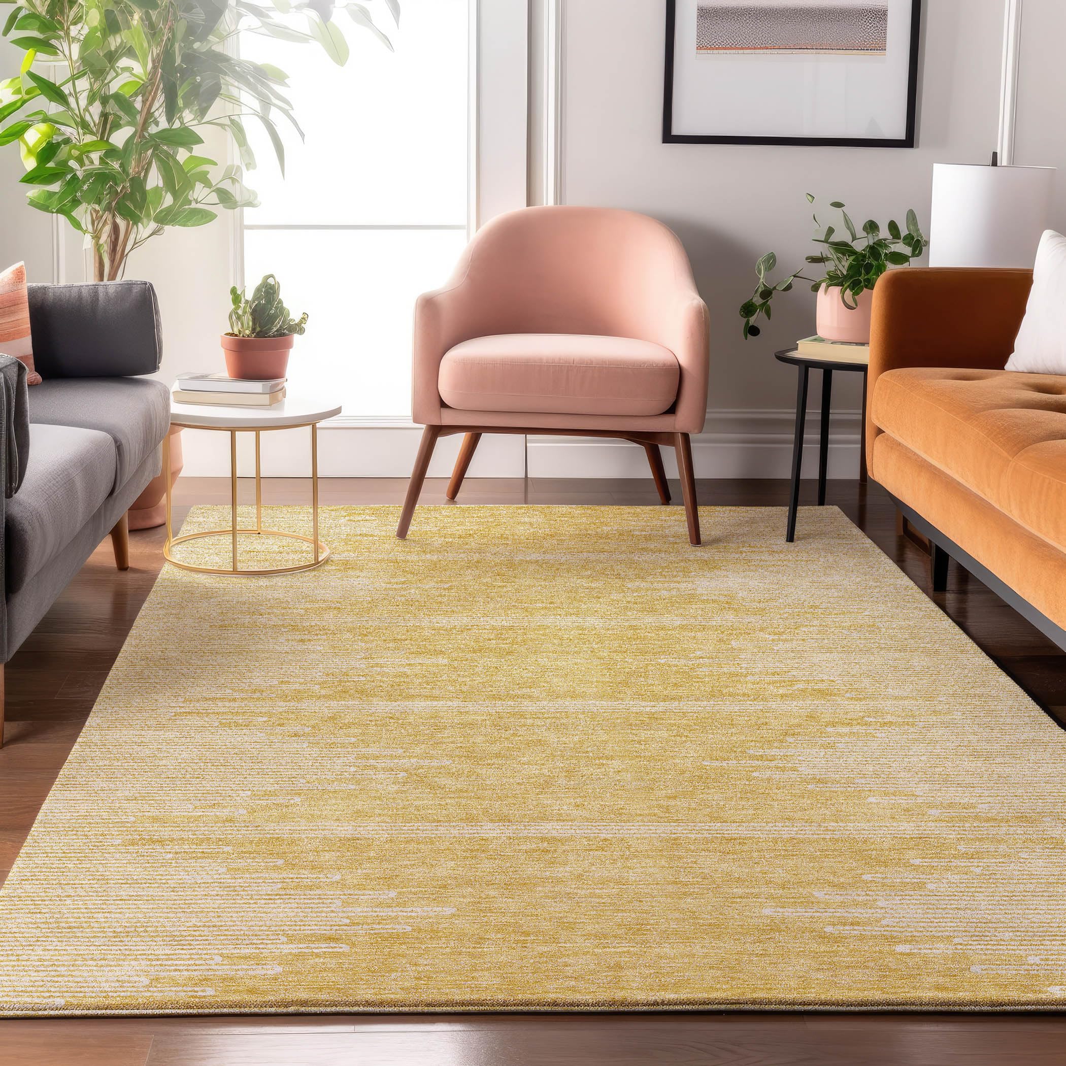 Photo 1 of Addison Rugs Mayfield AMF647 Gold 10' x 14' Indoor Premium Machine Washable Rug, Silky Soft, Easy Clean, Non Shedding, Bedroom, Living Room, Dining Room, Kitchen, Patio Rug