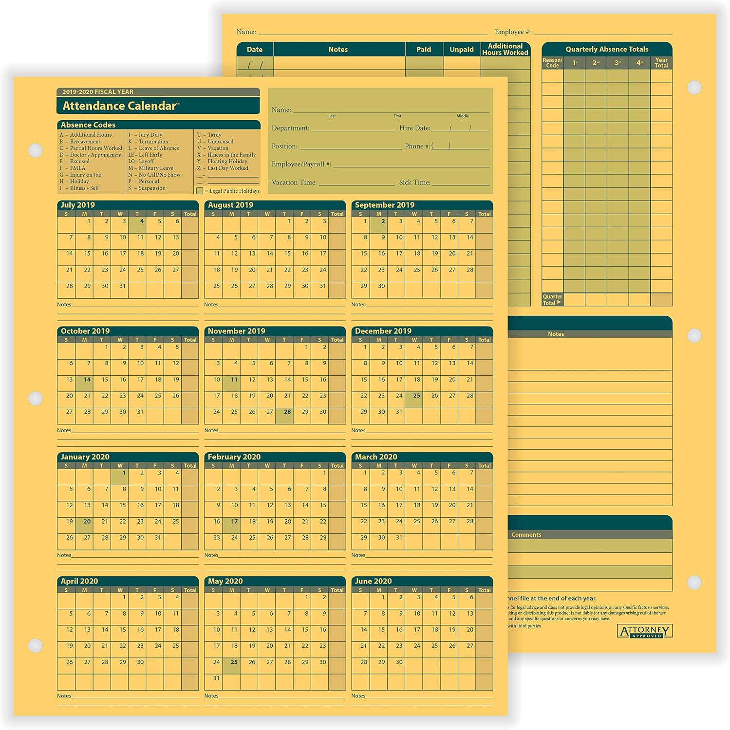 Low Price ComplyRight Fiscal Year Attendance Calendar 2019 2020 Pack Of 50 Office Products Low price complyright fiscal year attendance calendar 2019 2020 pack of 50 office products