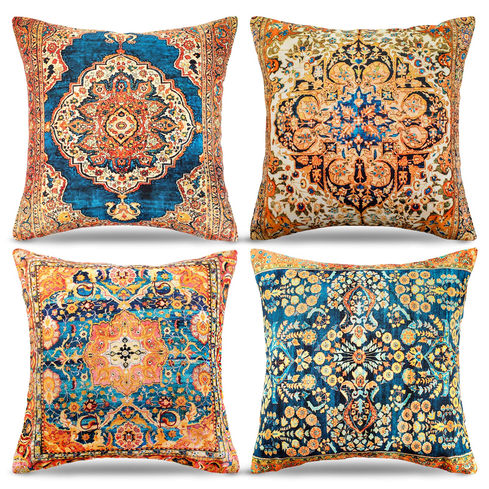 Ethnic Cushion Covers Moroccan Cushion Covers 45x45 Yellow Throw Pillow Covers Retro Carpets Geometric Decorative Pillows Oriental Pillowcase Linen Cushions For Sofa Bedroom Outdoor Garden Decor