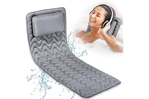 YIGO MASTER Full Body Bath Pillow (Neck, Back & Body Support), Full Body Bathtub Pillow, Women's Bathtub Pillow Woman Bathtub Accessory,Gray