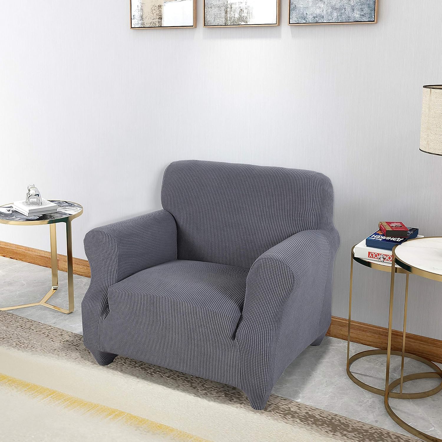 Obstal Stretch Spandex Armchair Couch Slipcover Sofa Covers for Living Room, One Piece Non Slip Chair Slipcover with Elastic Bottom, Chair Coverings Furniture Protector for Dogs, Cats, Pets, and Kids: Furniture & Decor