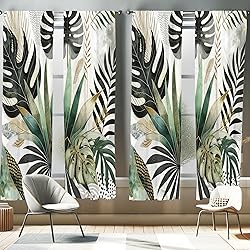 Ambesonne Green Window Curtains Pack of 2, Exotics