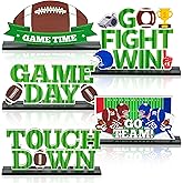 Haooryx Football Wooden Centerpieces Decorations - 5Pcs Football Wooden Table Topper Motivational Football Game Day Tabletop Wood Sign for Fans Club Football Game Day Celebrate Birthday Party Decor