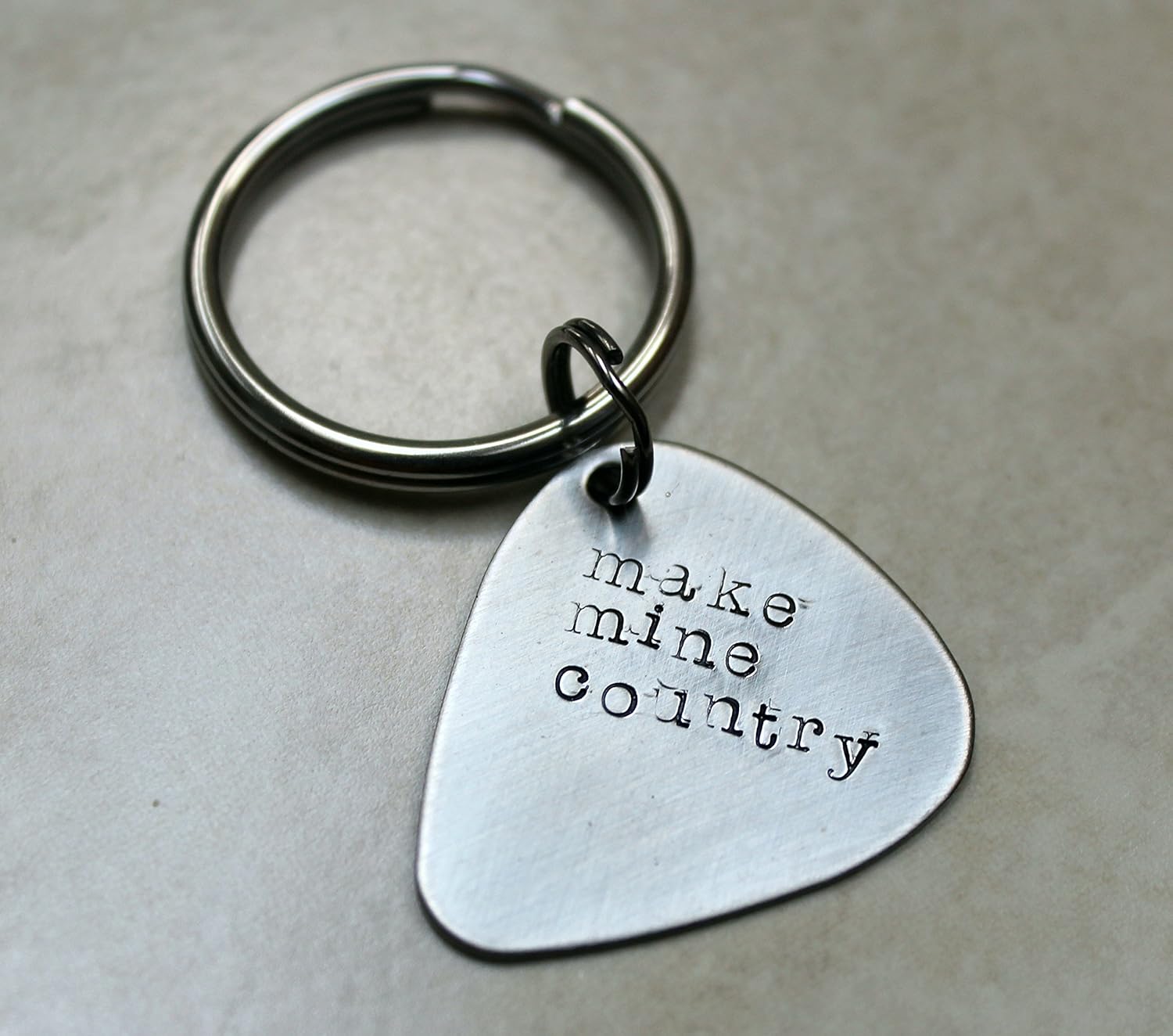 stainless steel guitar pick keychain Handmade