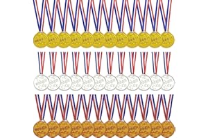 DRONSIDE 36 Pieces Kids Gold Silver Bronze Award Medals, Childrens Plastic Medals Winner Gold Silver Bronze Award Medals for Kids Gift, Games Competitions, Party Favors and Decorations