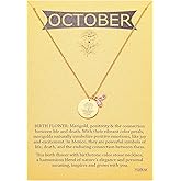 TGOLM 14k Gold Plated Birth Month Flower Birthstone Pendant Necklace, Floral Charm Necklace for Women Birthday Gift