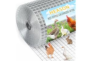 HEASON 48 in x 100 ft 1/2 inch Hardware Cloth 19 Gauge Wire Fencing Galvanized Welding Garden Fence Roll Square Mesh Chicken Rabbit Snake Cage Heavy Duty Welding Fencing