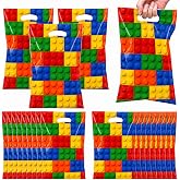 Blue Orchards Building Block Party Favor Bags (Pack of 30) - Colorful Gift Bags with Handles, Goodie Bags for Kids, Snack and Candy Treat Bag, Birthday Party supplies, Birthday Party Decorations