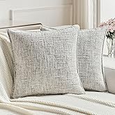 FUTEI Grey Decorative Throw Pillow Covers 18x18 Inch Set of 2,Soft Chenille Tweed Textured Cushion Case,Modern Home Decor for Couch Bed Living Room