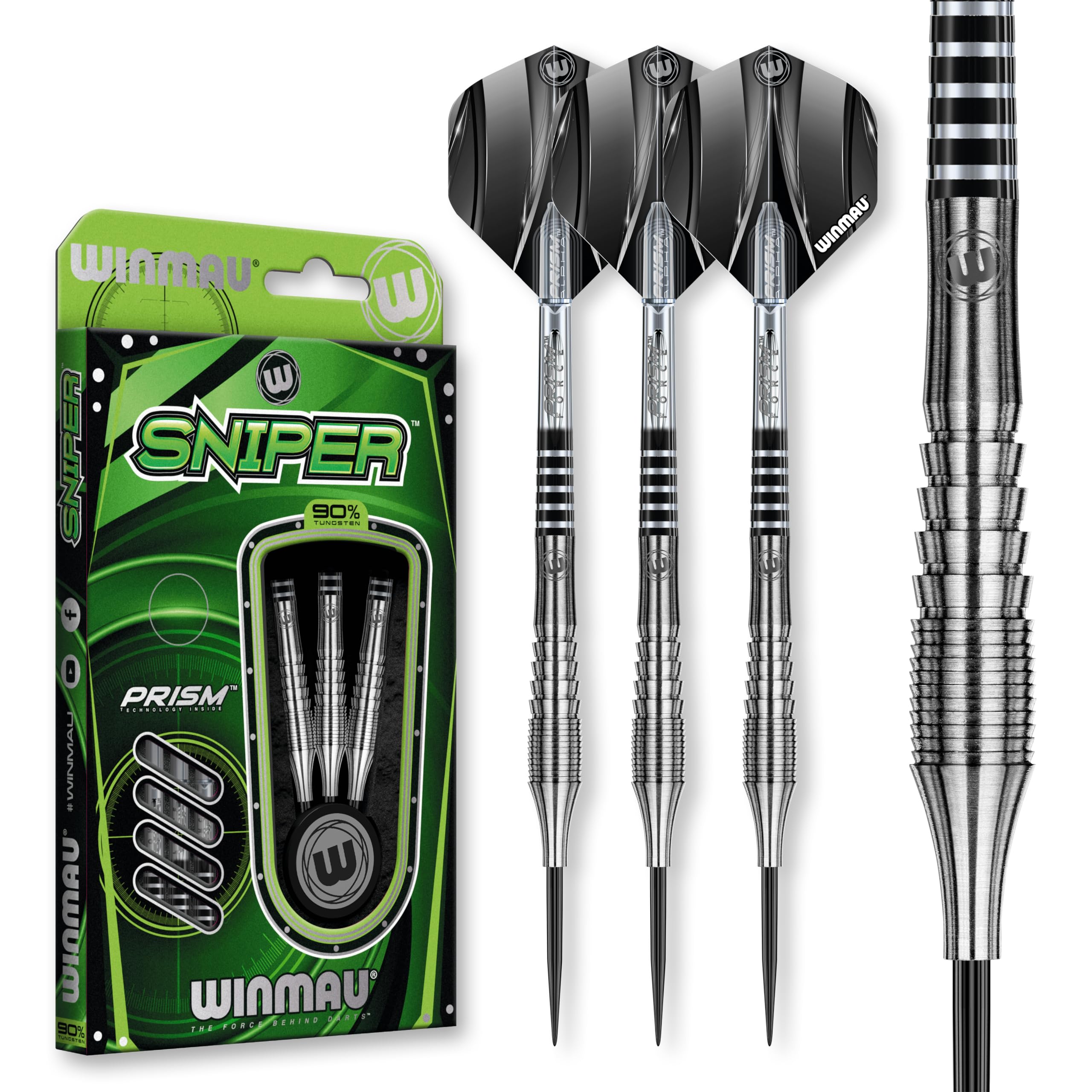 WINMAU Sniper 23 Gram Professional Tungsten Darts with Flights and Stems (Shafts