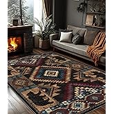 YIHOUSE Rustic Cabin Area Rug for Bedroom 5x7,Machine Washable Lodge Bear Rug,Non-Slip Low Pile Print Pattern Western Rug for Living Room