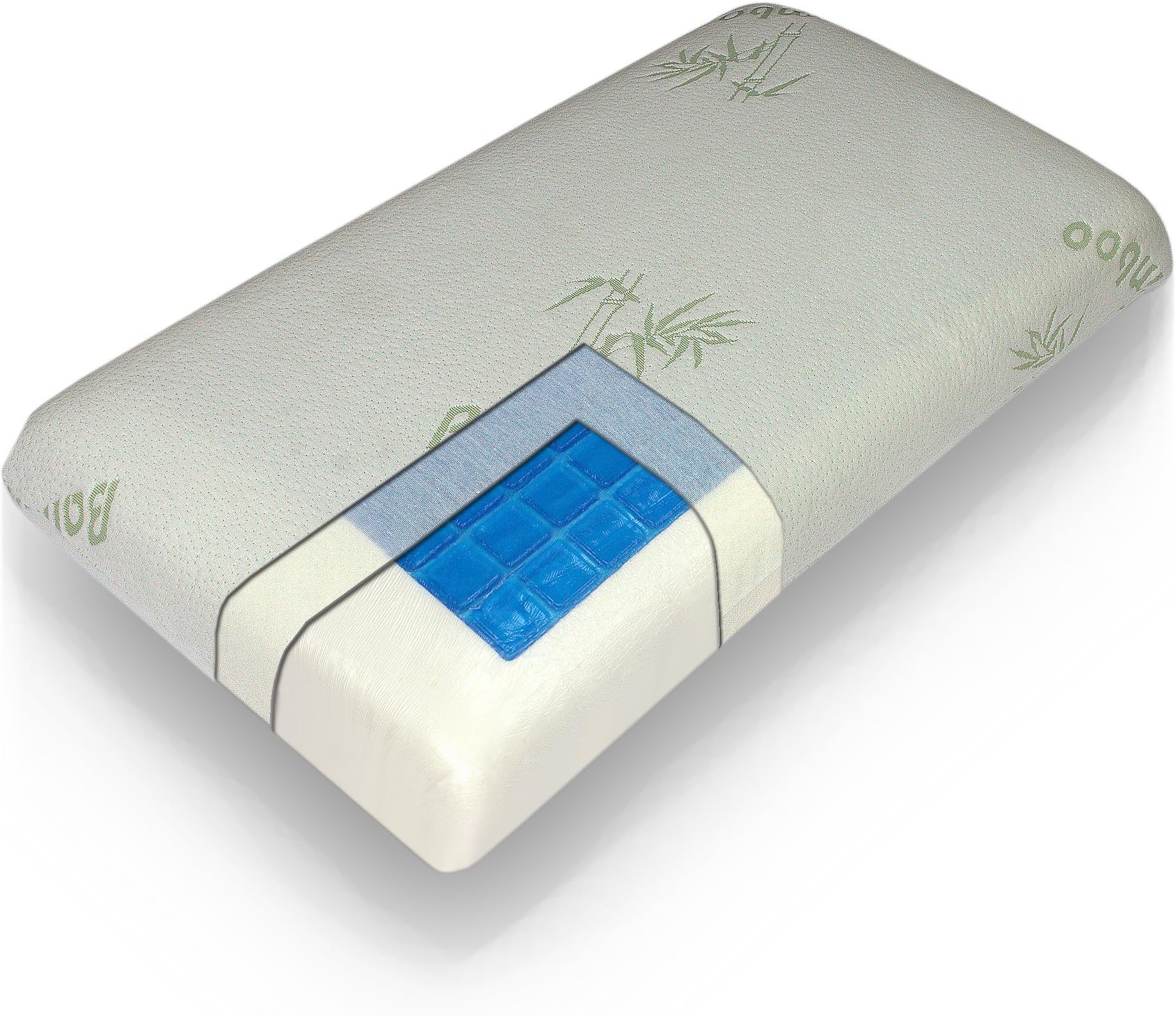 Laniloha Orthopedic Bamboo King Memory Foam Pillow with Comfort Cooling Gel Technology