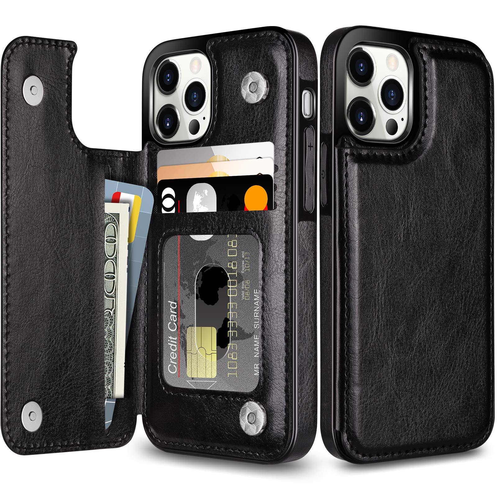 Coolden Compatible with iPhone 12 Pro Max Case Wallet Case Shockproof Case with Card Holder Flip Folio Soft PU Leather Magnetic Closure Protective Case Cover Compatible with iPhone 12 Pro Max (Black) — image 1