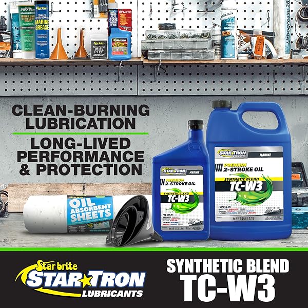 STAR BRITE SUPER PREMIUM+ 2-CYCLE SYNTHETIC BLEND TC-W3 ENGINE OIL – IDEAL FOR ALL OUTBOARD MOTORS, PERSONAL WATERCRAFT & HIGH-PERFORMANCE 2-STROKE ENGINES – 1 GAL (19200)