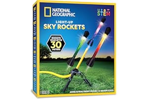 National Geographic Air Rocket Toy – LED Rocket Launcher for Kids, Jump & Launch Air Powered Foam Rockets up to 30.5 Meters, 