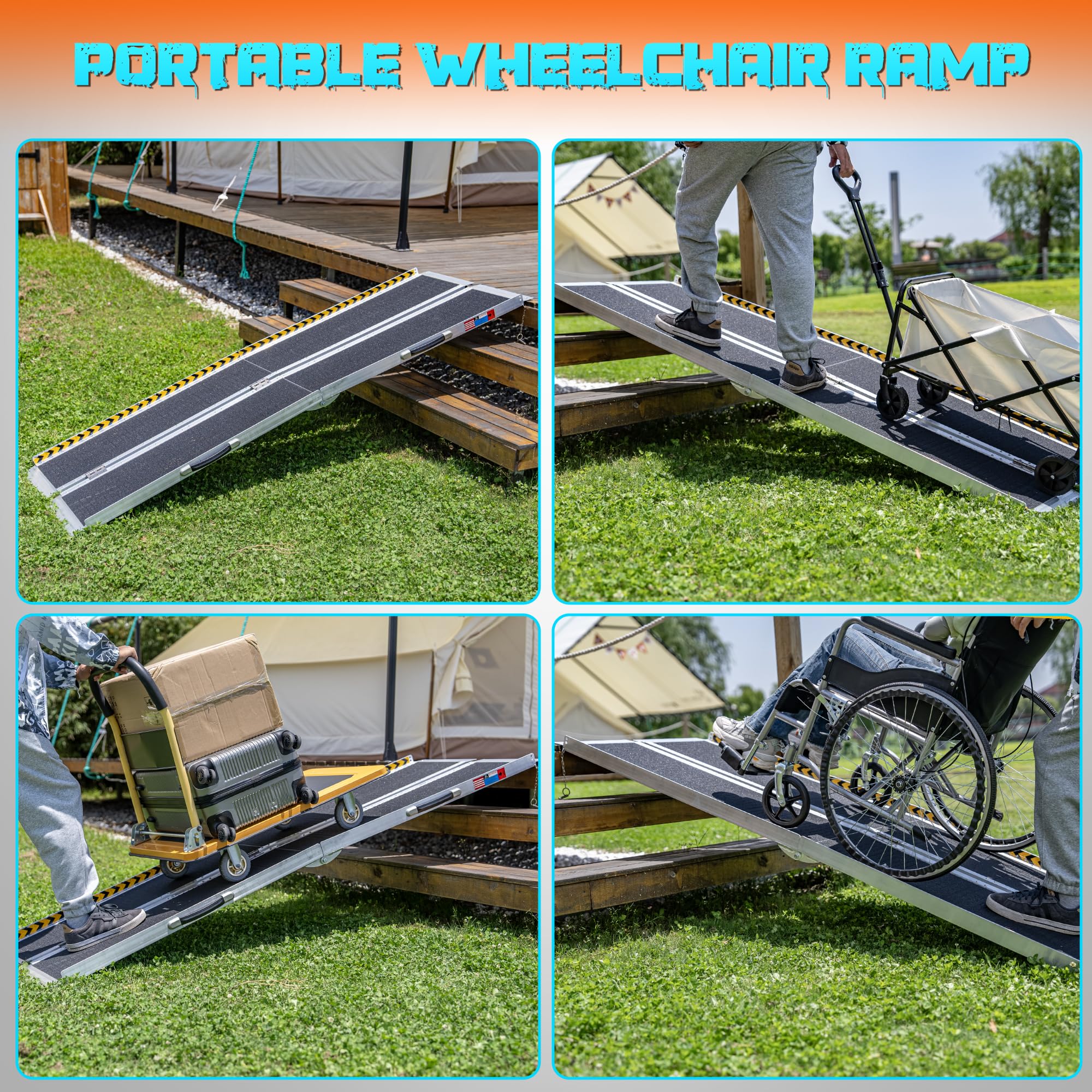 Mua WHALEMOTOR Portable Wheelchair Ramp 7FT, Anti-slip Aluminum Folding ...