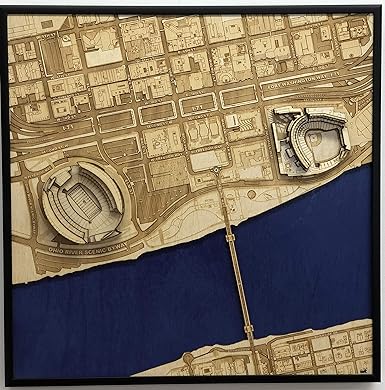 Amazon Com Mapa De La Ciudad De Cincinnati Ohio Por Stadium Map Art Poster Del Estadio De Bengals Estadio Paul Brown 3d Decoracion Deportiva Con Arte Del Estadio 3d