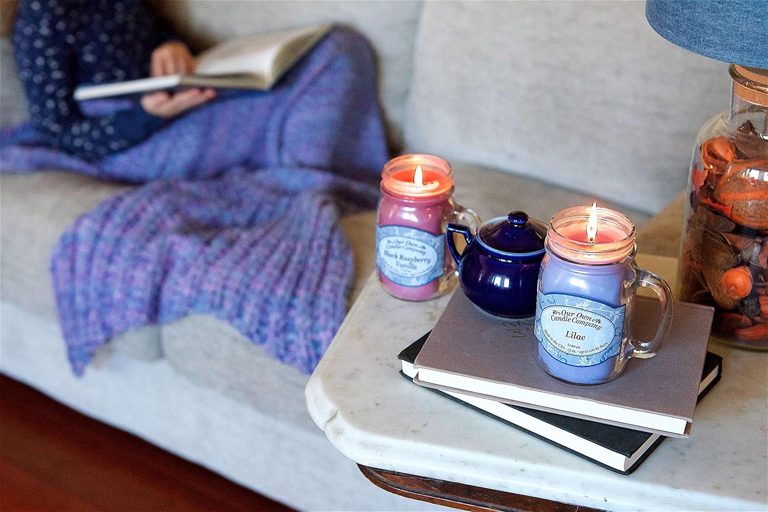 Our Own Candle Company 4 Pack Everyday Assortment Mini Mason Jar Candles - 3.5 Oz French Vanilla, 3.5 Oz Fresh Linen, 3.5 Oz Lemon Poundcake, 3.5 Oz Hot Apple Pie: Home & Kitchen