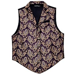 Barry.Wang Mens Purple Orange Paisley Victorian