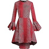 SHENBOLEN Women African Print Dresses Autumn and Winter Long Sleeves Ankara Dress