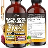 Organic Maca Root Liquid Drops with Ashwagandha, Nettle, Fenugreek, Beet Root and L-Arginine Liquid Multivitamin for Women and Men