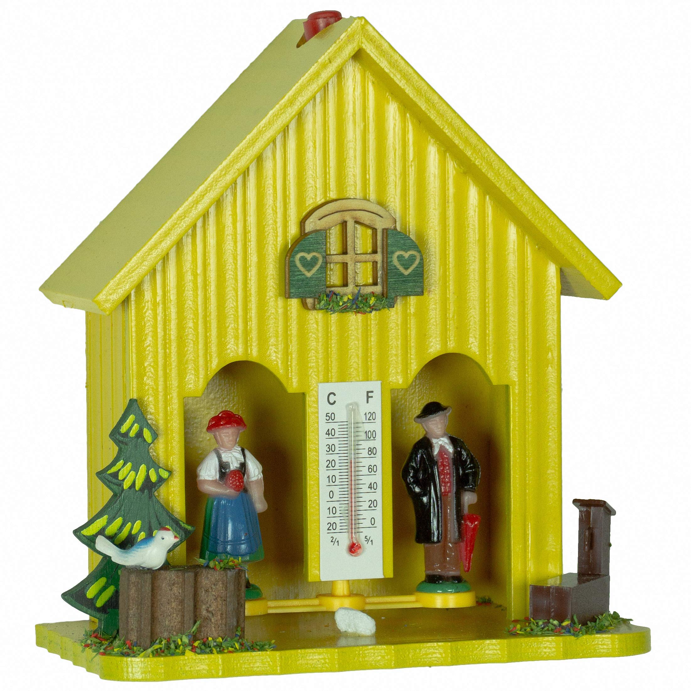 Trenkle German Black Forest weather house yellow TU 893 gelb