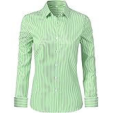 Ruisin Super Soft Wrinkle Free Button Down Shirts for Women Solid Long Sleeve Striped Formal Work Dress Blouses Tops
