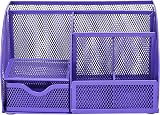 EXERZ Desk Organiser Mesh Desk Tidy Caddy 7 Compartments Purple view 4