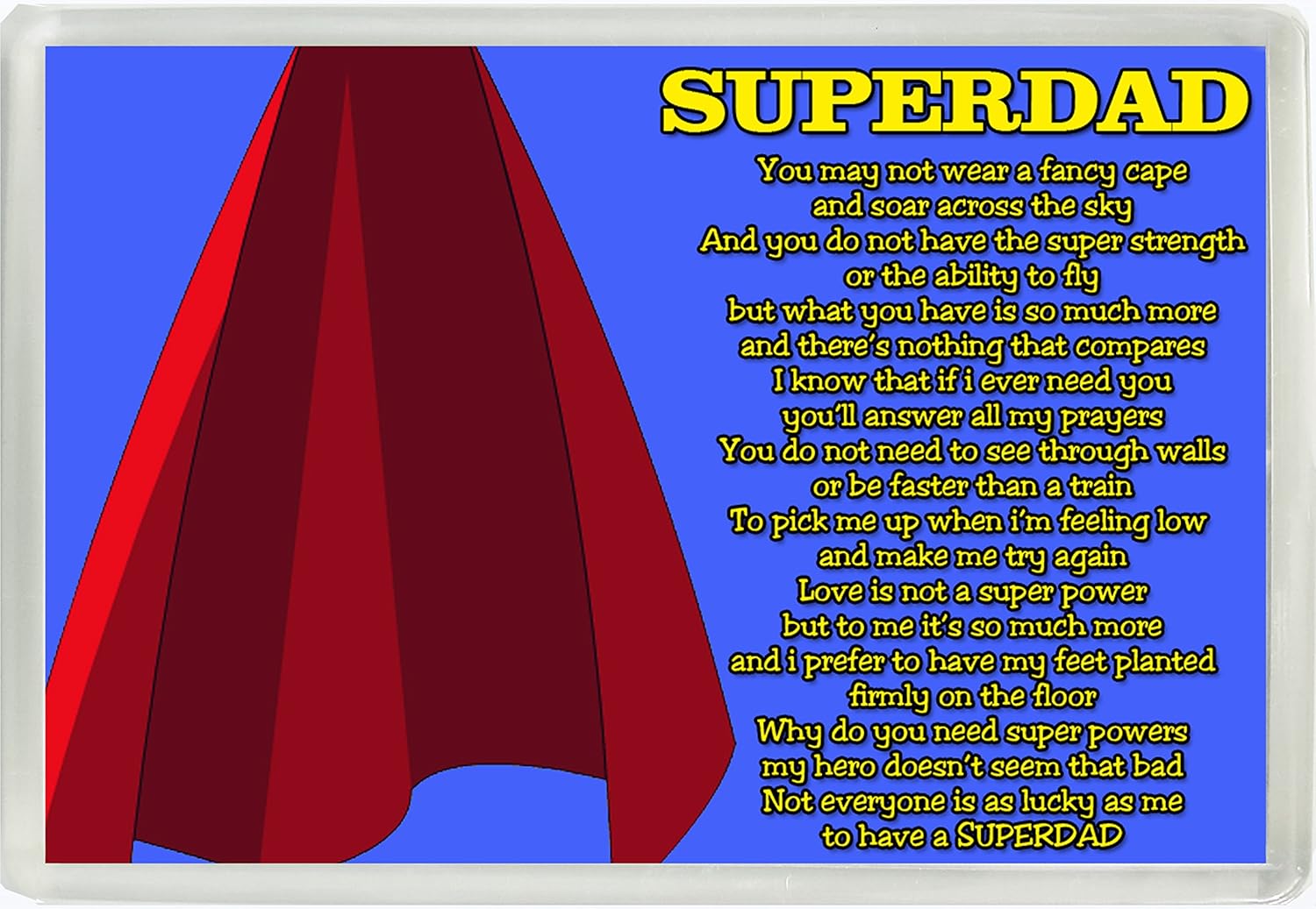 Superdad poema Jumbo imán para nevera Ideal cumpleaños día del ...
