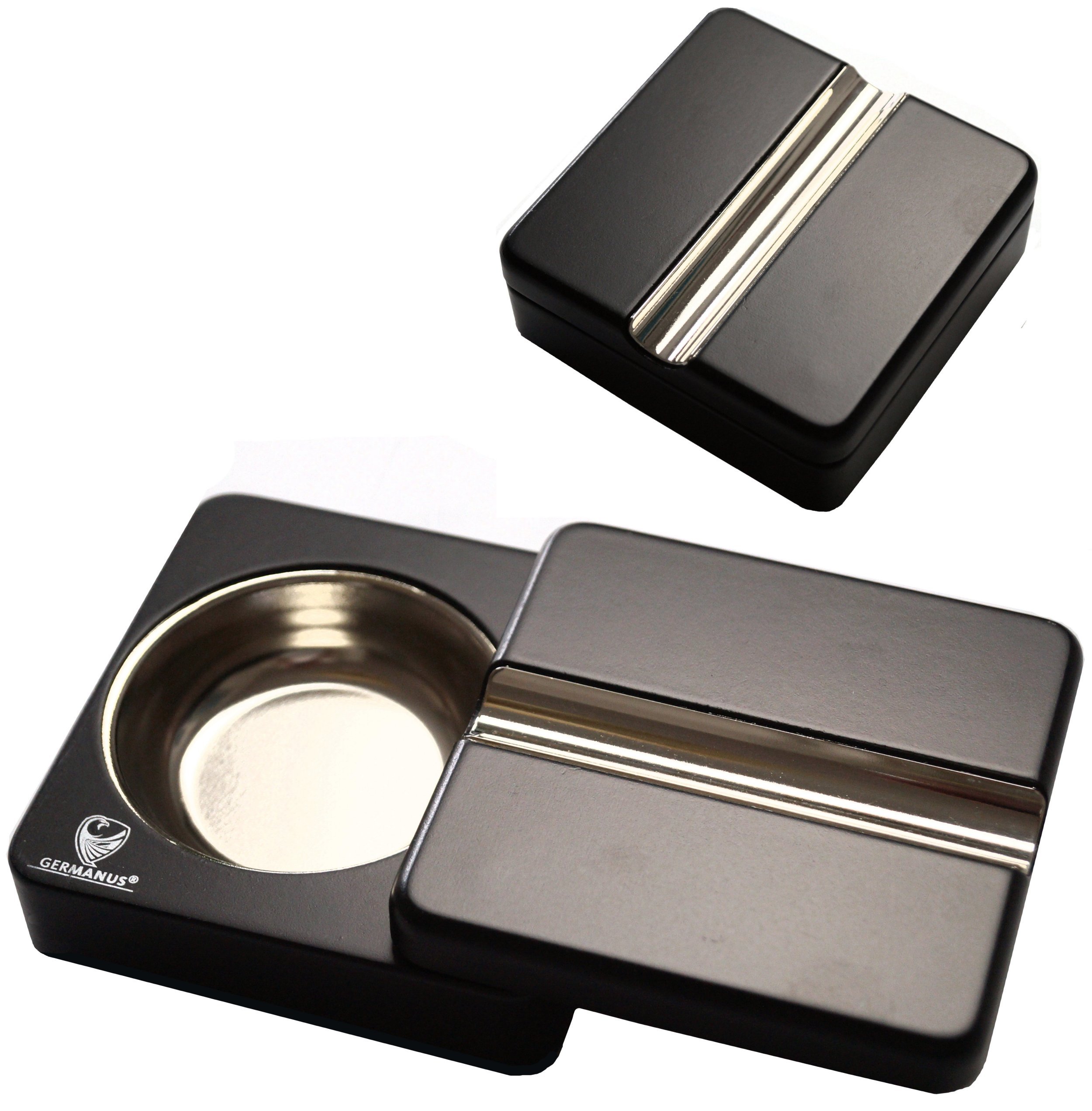 GERMANUS Rotatable Ashtray for Cigars, Black