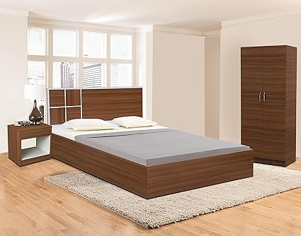 Auspicious Home Ibiza King Size Bed With Side Table Two Door