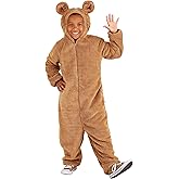 Kids Teddy Bear Costume - Hooded Jumpsuit with Stuffed Tail & Ears