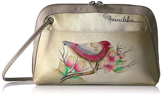 Anuschka handbemalte Ledertasche, Schultertasche für Damen,Taschen Geschenk für Frauen, Kleiner Rundum Reißverschluss Umhänge