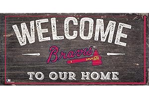 LA AUTO GEAR Braves 12" x 6" Distressed Welcome To Our Home Wood Sign