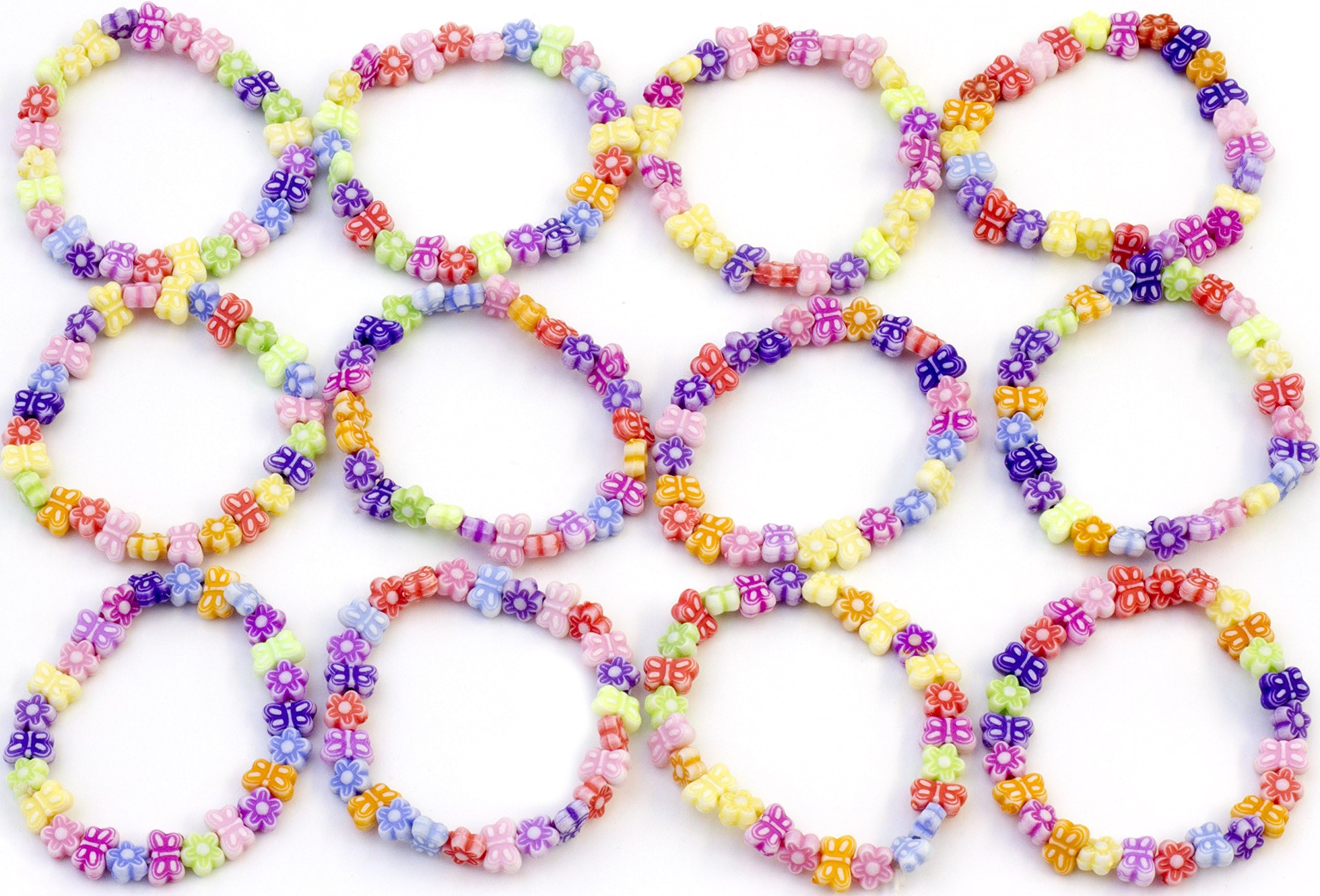 Stands Out, Supplying Outstanding Gifts 12 Party Bag Bracelets Birthday Pinata Filler Prizes Butterfly Flower Style Favour