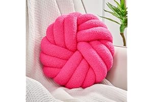 Uvvyui Knot Pillows, 14 Inch Decorative Throw Pillows Round Pillows Cushion, Soft Handmade Knotted Ball Pillow Plush Cushion Home Decor for Bed Couch Living Room (Rose Red, 14 Inch)