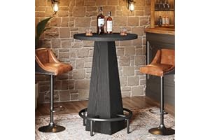 Tribesigns Bar Table, 37.4" High Round Pub Table for Small Bars, Dining Room, Kitchen, Black (Only Table)