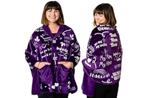 EzrAllora Premium Double Layer Poncho Blanket Gifts for Mom - Mothers Day Gifts - No Sleeves Shoulder Sherpa Blanket - Birthday Gifts from Daughter (Mom)