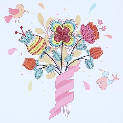 Origamo Qu044 Carte De Vœux Motif Bouquet De Fleurs
