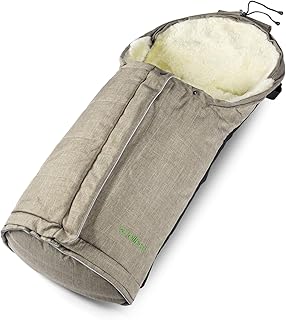 Fellhof 1087 Lammfell Fußsack Sölden, größenverstellbar, bei 30 °C waschbar, OEKO-TEX® Standard 100 zertifiziert, mit patentiertem Magnetverschluss, Rückenteil abzippbar, 40/45x82/94cm (beige-melange)