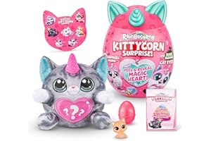 Rainbocorns Kittycorn Surprise Series 1 (American Shorthair) by ZURU, Collectible Plush Stuffed Animal, Surprise Egg, Sticker Pack, Jelly Slime Poop, Ages 3+ for Girls, Children