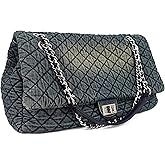 M-ioi-M Extra Large Quilted Denim Purse,Oversize Shoulder Bags for Women, Crossbody Flap Hobo Tote Bag,Chain Strap Jean Purse