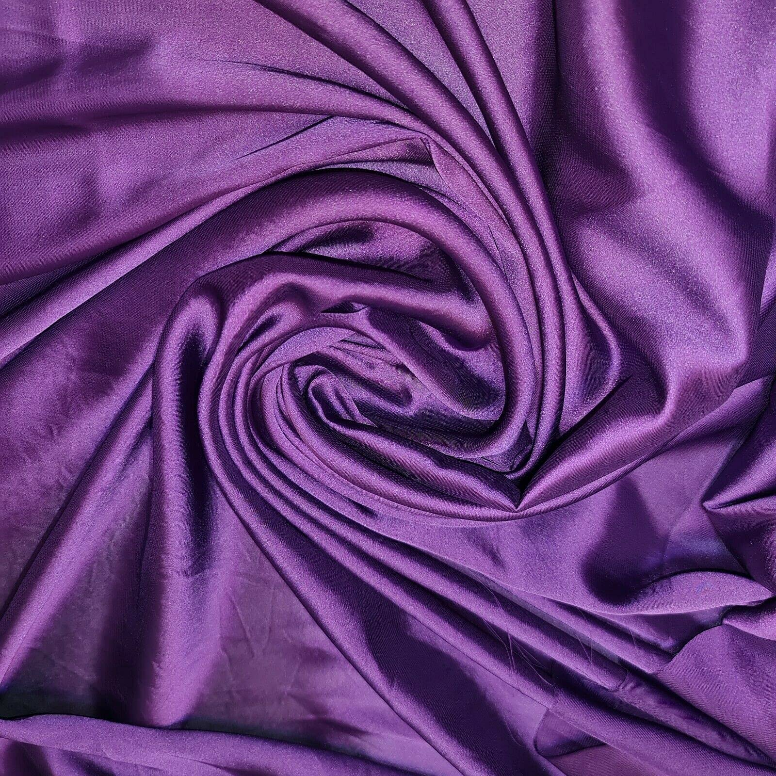 New Lightweight Polyester Silk Charmeuse Silky Satin Finish, Dressmaking, Bridal, Prom, Décor - Craft Fabric Material 44" - 112 cm Wide Sold in 1 Meter Pre - Cut Lengths (Purple (25))