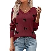 Zeagoo Women's 2026 Fall V Neck Sweater Trendy Long Sleeve Casual Lightweight Ribbed Knit Pullover Tops