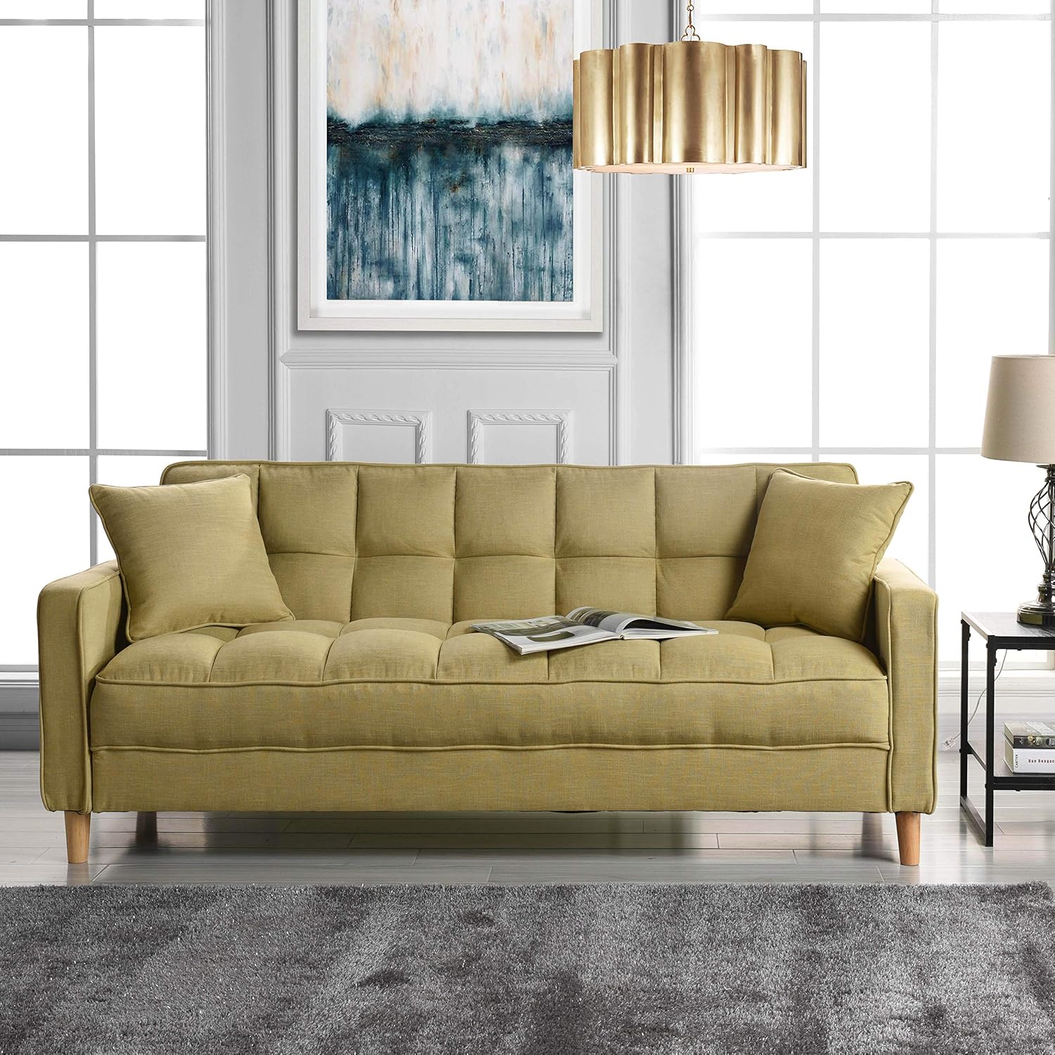 Amazon Com Divano Roma Furniture Exp104 3s Yell Modern Sofas