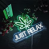 Roouneon Neon Sign Just Relax LED Neon Lights Signs for Wall Decor,Bedroom,Game Room, Party, Bar Decor,Powered by USB with Dimmable Switch