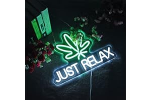 Roouneon Neon Sign Just Relax LED Neon Lights Signs for Wall Decor,Bedroom,Game Room, Party, Bar Decor,Powered by USB with Dimmable Switch